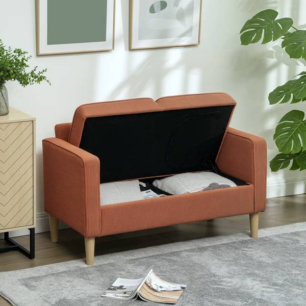 2 Sitzer Sofa 83B-130V00PK Orange - Cord - 63 x 79 x 117 cm