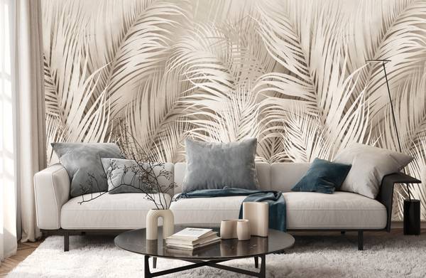 Vlies-Fotobehang PALMBLADEREN Planten beige - 460 x 300 x 300 cm