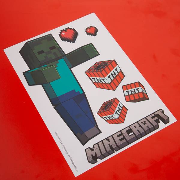 Wandtattoo Sticker MINECRAFT Blau - Braun - Grün - Rot - Kunststoff - 21 x 28 x 1 cm