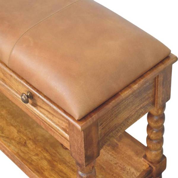 Bank Spindle bruin - mango - 90 x 55 x 35 cm