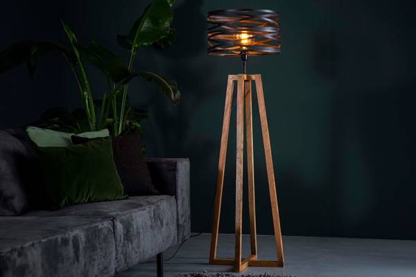 Stehlampe DALIAN Schwarz - Massivholz - 41 x 135 x 41 cm