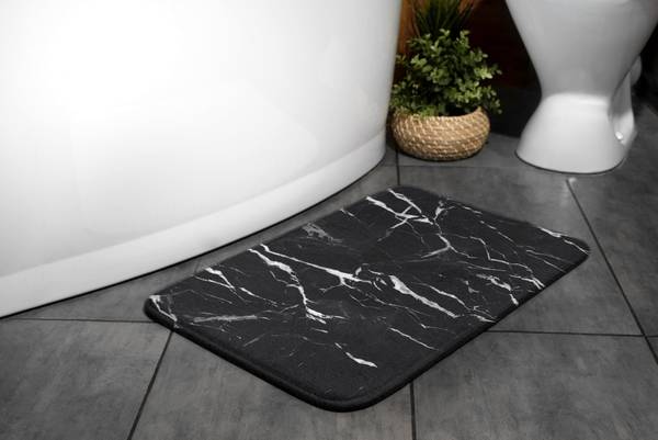 Badteppich Schwarze Murmel Schwarz - Polyester - 90 x 60 x 90 cm