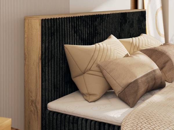 Boxspringbett WOOD CLASSIC KING Grauspiegel - H3 - Liegefläche Breite: 180 cm