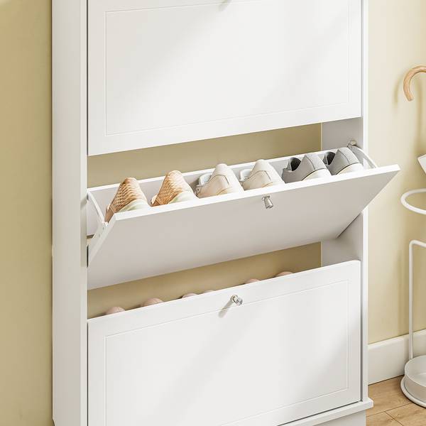 Schoenenkast FSR215-W wit - glas - 18 x 113 x 76 cm