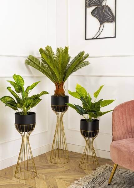 Blumenständer mit Übertopf HH-ML-10-GB Schwarz - Gold
