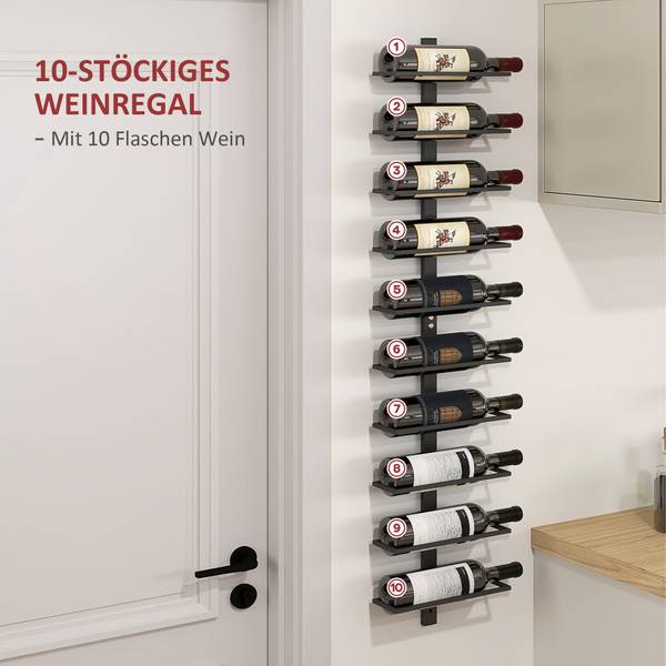 Weinregal 801-381V00BK Schwarz - Metall - 10 x 116 x 27 cm