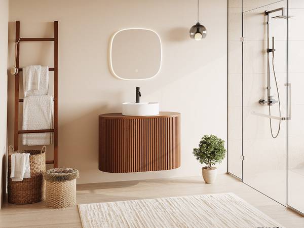 Einzelwaschtisch TOWARI Braun - Holz teilmassiv - 90 x 56 x 50 cm