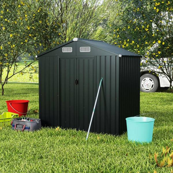 Gartenhaus SF6447SD+DE Schwarz - Metall - 129 x 197 x 182 cm