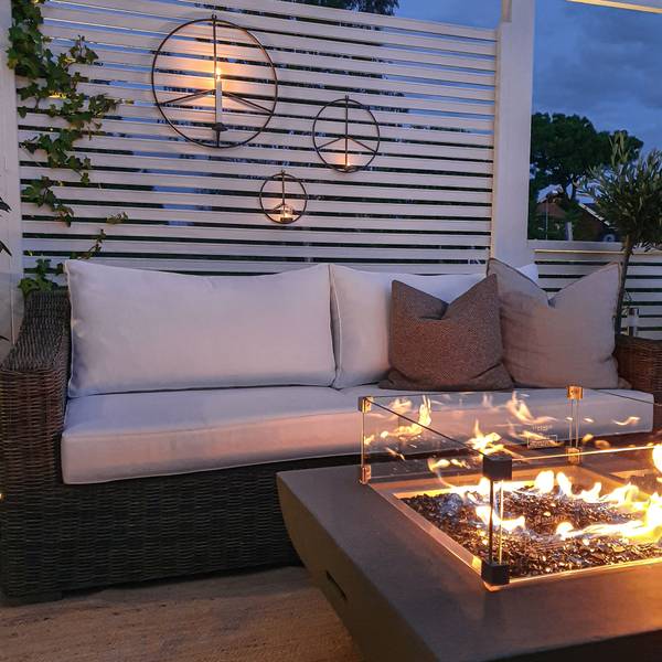Westport Gasfeuertisch aus Beton Grau - Naturfaser - 86 x 36 x 86 cm