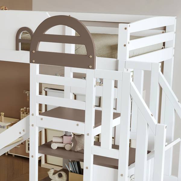 Hochbett Viola Weiß - Holzwerkstoff - Massivholz - 146 x 145 x 257 cm