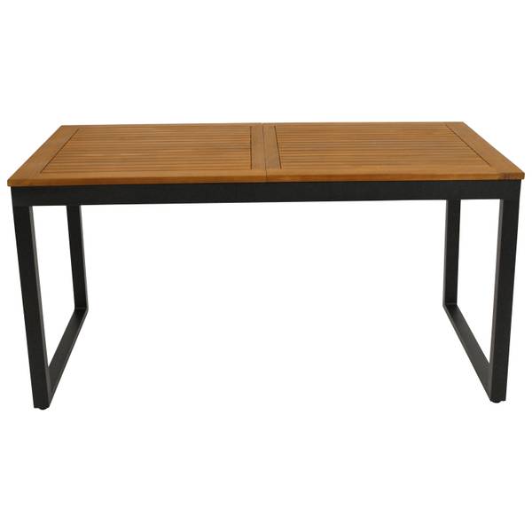 Garnitur RIVELLO 7-teilig Schwarz - Braun - Grau - Akazie - Aluminium - Polyester PVC - 200 x 75 x 90 cm