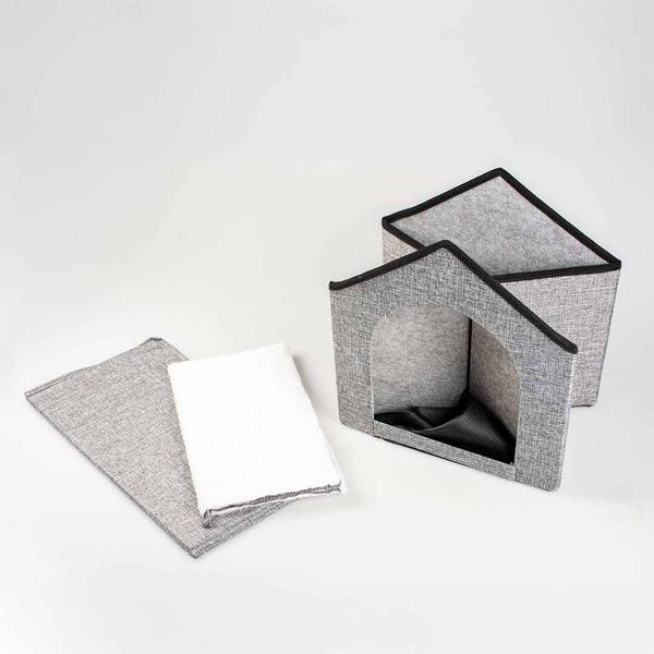 Katzenhaus Gilly Grau - Holzwerkstoff - 39 x 41 x 44 cm