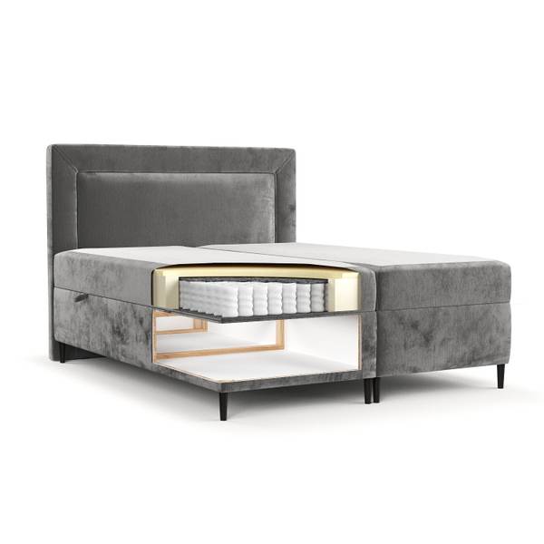 Boxspringbett Noble Taschenfederkern Grau - Liegefläche Breite: 200 cm