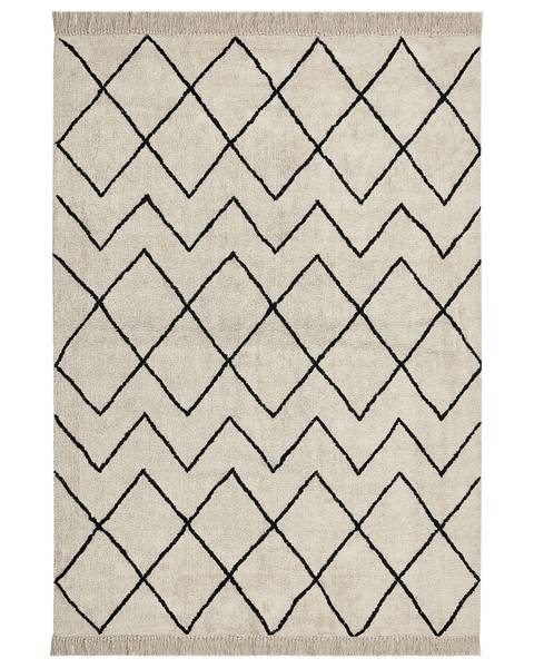 Laagpolig ELDES beige - zwart - natuurvezel - 160 x 160 x 230 cm