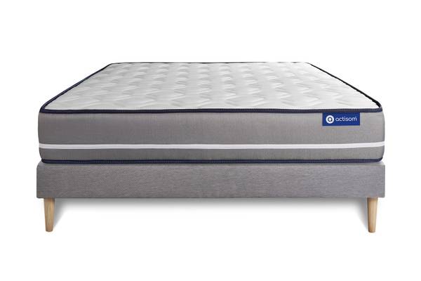 Bettgestell und Matratze Actilatex pur Grau - Massivholz - 150 x 49 x 195 cm