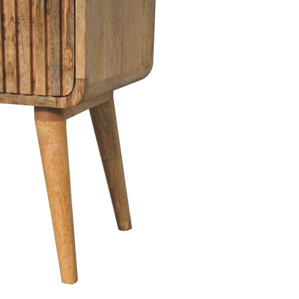 Table de nuit Striée Beige - Manguier - Laiton - 45 x 65 x 35 cm