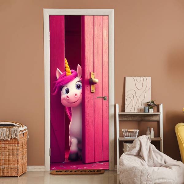 FOTOTAPETE TÜR Einhorn Tür 95 x 235 cm