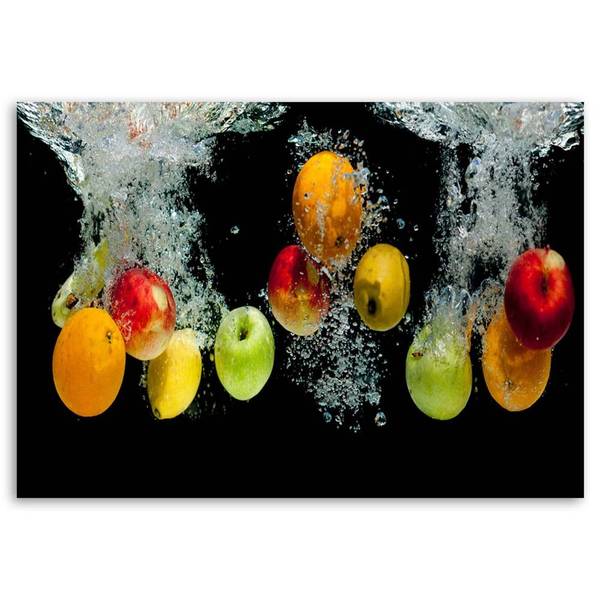 Tableau déco fruits frais dans l'eau 90 x 60 cm