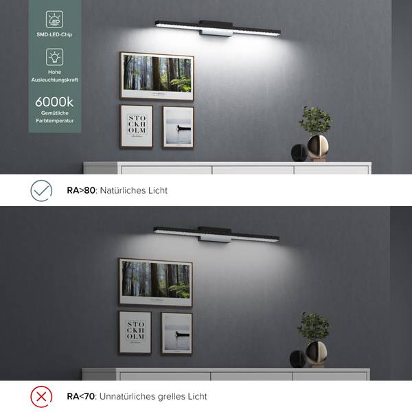 Wandleuchte Leuchtschein Schwarz - Flammenanzahl: 70