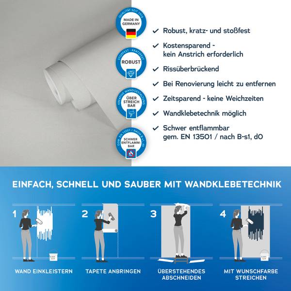 Vliestapete Harmona Weiß - Fleece - 106 x 1 x 2500 cm