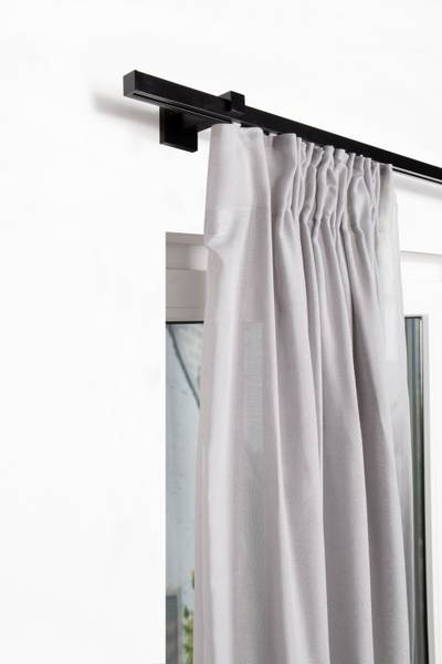 Gardinenstange 20x20mm Innenlauf Schwarz - Breite: 120 cm