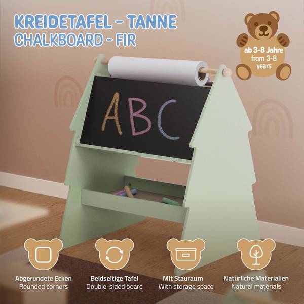 Tableau à craie DUOBO-K Beige - Vert - Velours - 60 x 80 x 68 cm