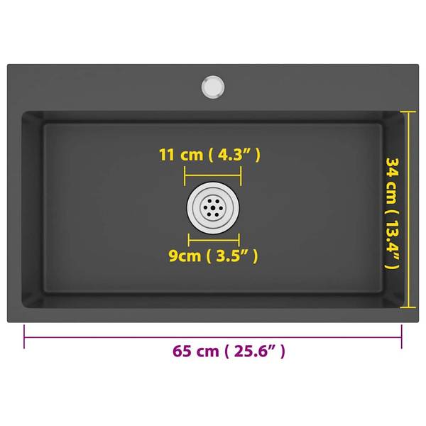 Küchenspüle 3007882 Schwarz - Edelstahl - 44 x 20 x 70 cm