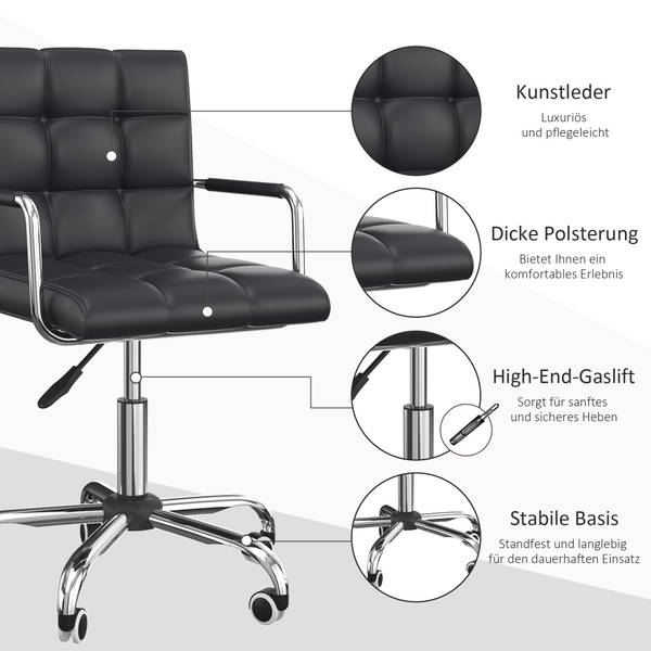 Bürostuhl mit Rollen 02-0697 Braun - Metall - 54 x 99 x 53 cm