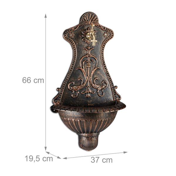 Muurfontein bruin - goud - aluminium - 37 x 66 x 20 cm