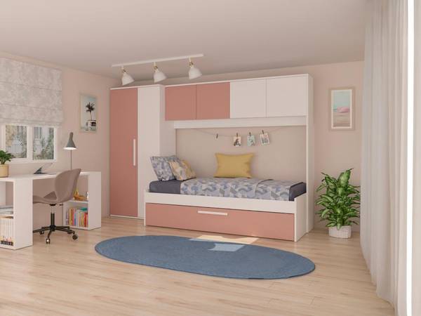 Bettrahmen LUMOKA Pink - Holz teilmassiv - 96 x 203 x 298 cm