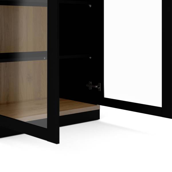 Vitrine Axinte Schwarz - Holzwerkstoff - 36 x 200 x 89 cm
