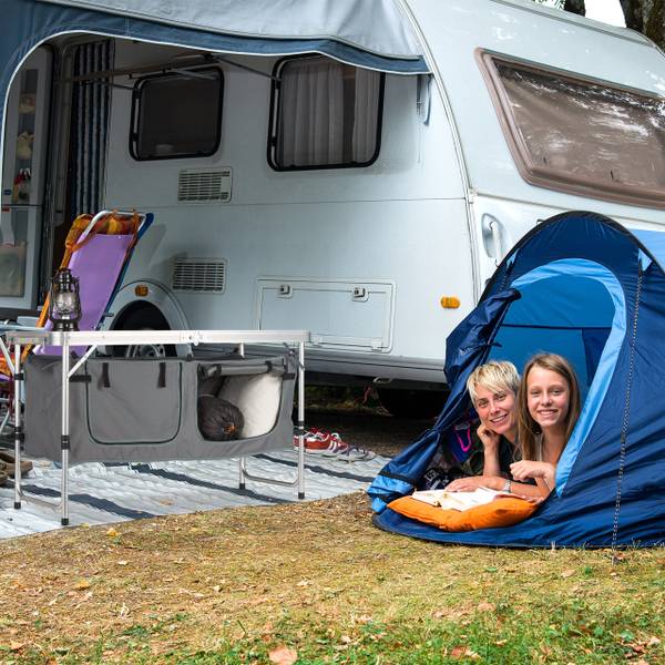 Campingtisch klappbar Grau - Silber - Polyester - Aluminium - 120 x 70 x 47 cm