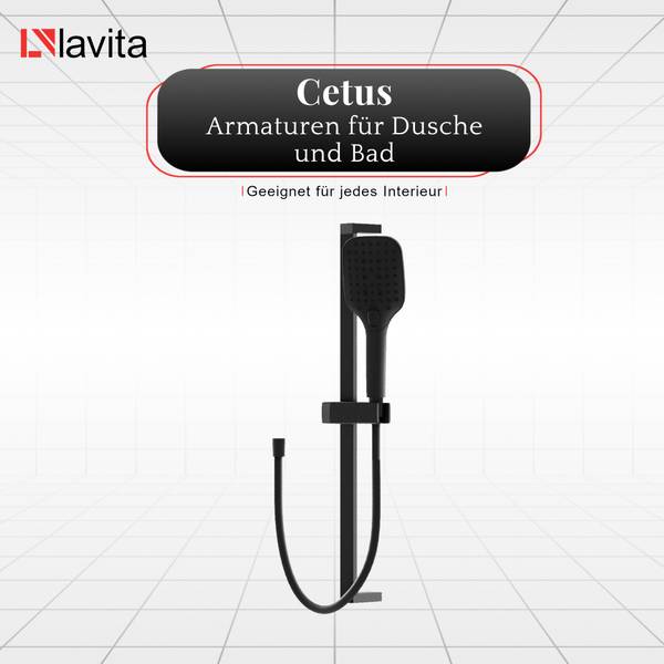 Brausegarnitur CETUS mit Stange Schwarz