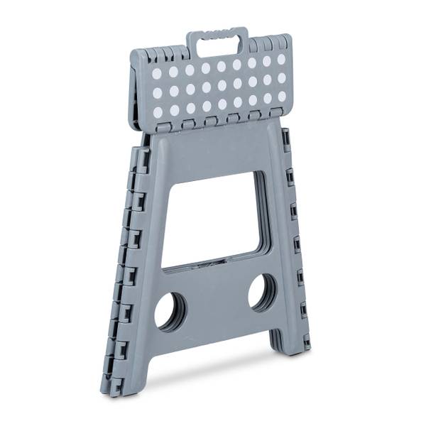 Klapphocker faltbar XL Grau - Weiß - Kunststoff - 39 x 39 x 32 cm
