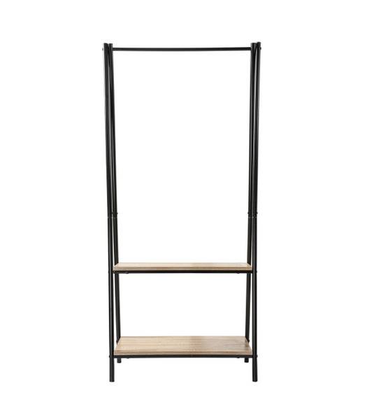 Garderobenständer mit 2 Regalen Schwarz - Metall - 40 x 151 x 65 cm