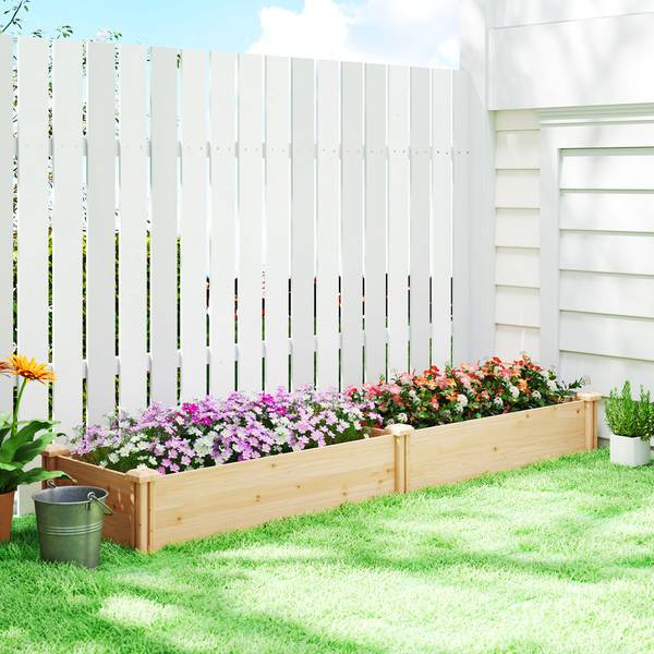 Verhoogde plantenbak 84H-476V01ND bruin - massief hout - 66 x 26 x 235 cm