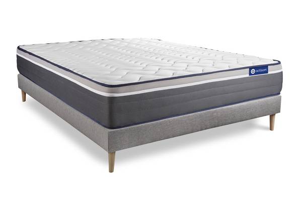 Bettgestell und Matratze Actiflex plus Grau - Massivholz - 130 x 55 x 200 cm