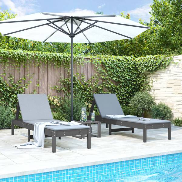 Sonnenliege 3029066-2 (2er Set) Grau - Kiefer - 60 x 74 x 199 cm