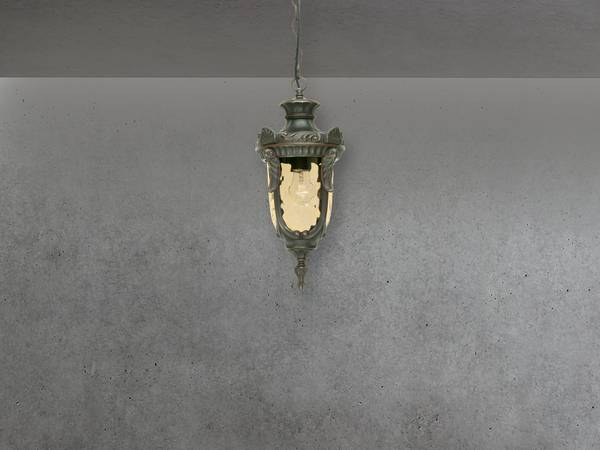 Pendelleuchte Outdoor Jugendstil, Ø19cm Braun - Farbglas - 19 x 54 x 19 cm