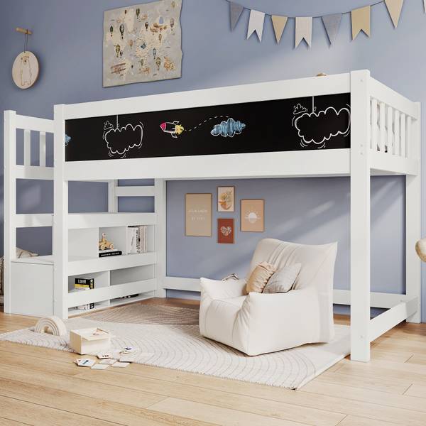 Kinderbett K-886 Weiß - Holzwerkstoff - 97 x 113 x 244 cm