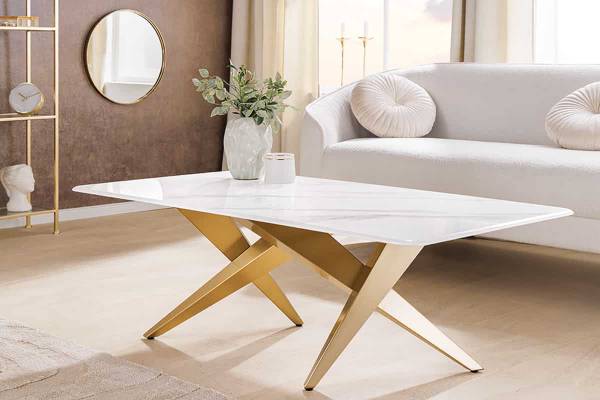 Couchtisch ART LIVING Weiß - Marmor - 130 x 45 x 70 cm