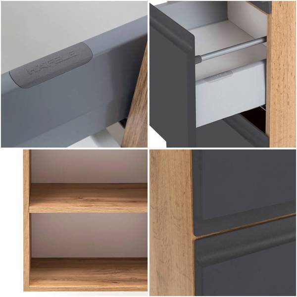 Badmöbel-Set VASTO-03-24 5er-Set Grau - Spiegelglas - 170 x 200 x 35 cm
