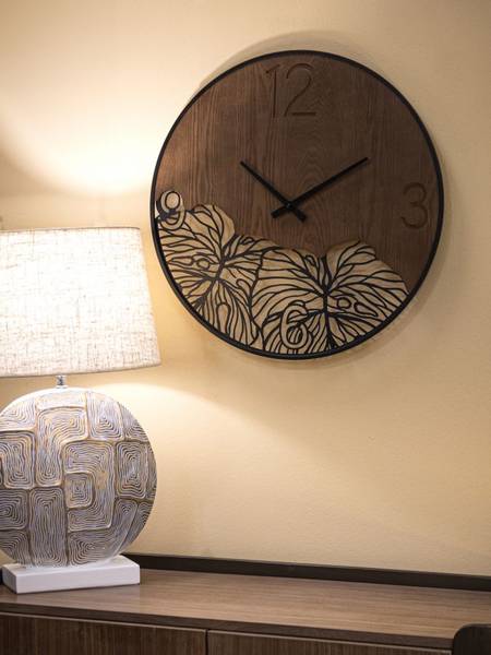 Wanduhr Wood/Leaf Braun - Massivholz - 2 x 60 x 60 cm
