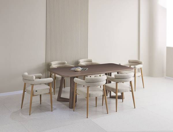 Esszimmerstuhl PRAGESS Beige - Bouclé - Webstoff - 64 x 80 x 60 cm
