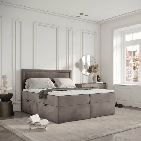 Premium Boxspringbett Jodan Magic Velvet Taupe - Liegefläche Breite: 120 cm