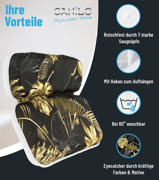 Badewannenkissen Golden Leaves Gold - Kunststoff - 39 x 55 x 31 cm