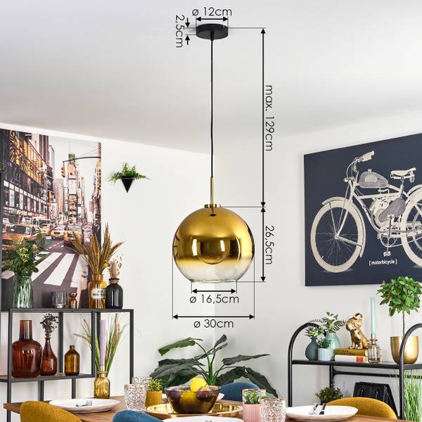 Deckenleuchte Cesaro Gold - Metall - 34 x 38 x 50 cm