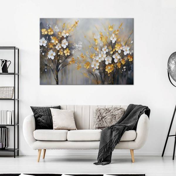Wandbild abstrakter baum blumen 90 x 60 cm