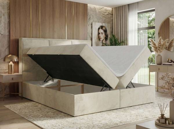 Boxspringbett ORVO Beige - Breite: 140 cm - H4