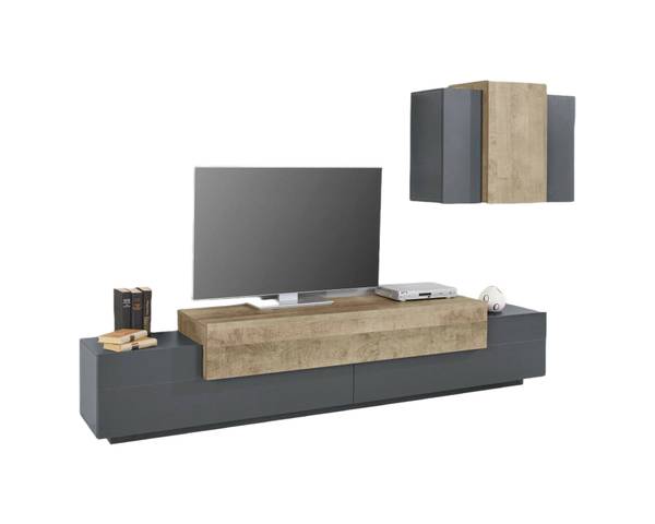 Wohnzimmermöbel Alaskino Grau - Holzwerkstoff - 240 x 180 x 45 cm